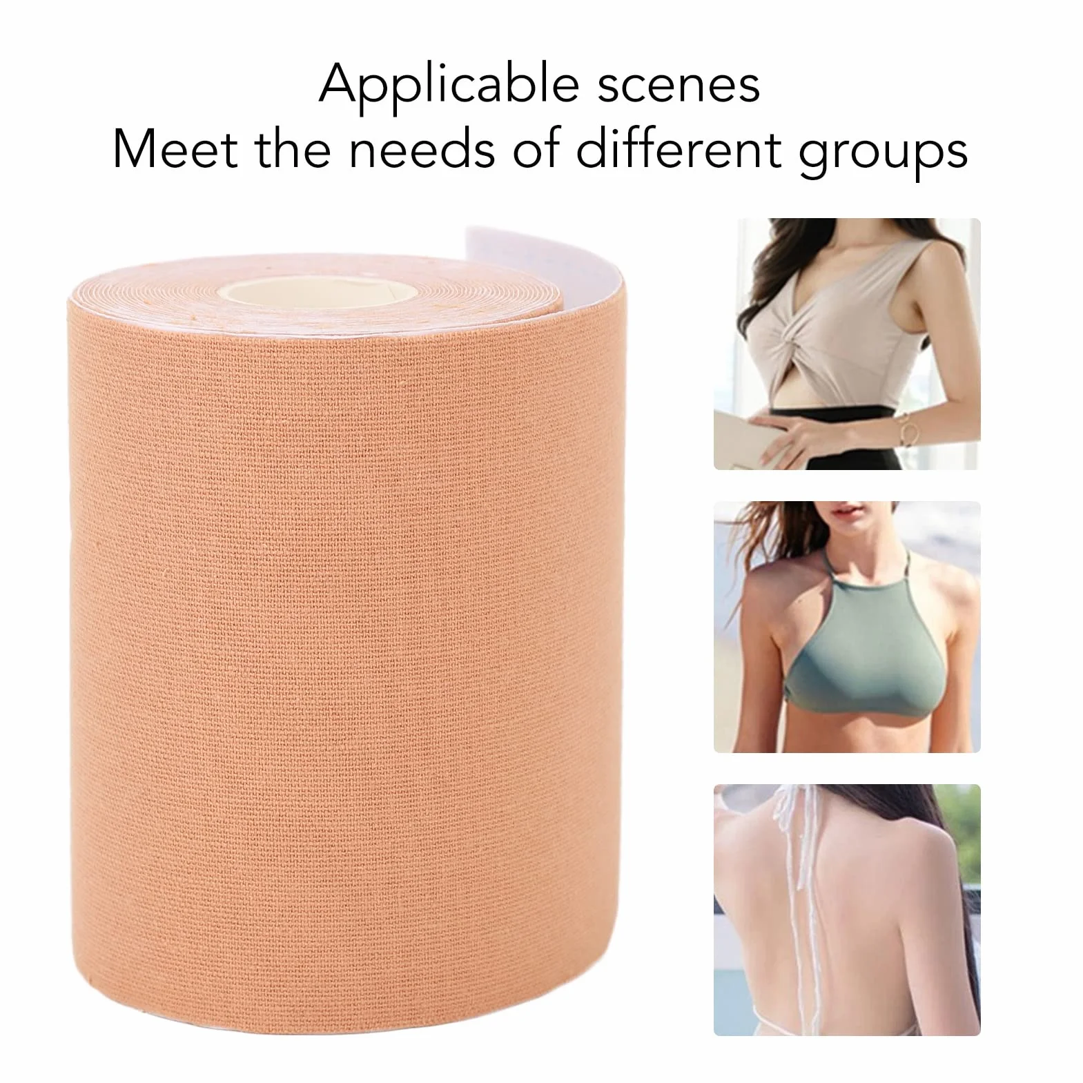 Cinta mamaria, Cinta Sujetador Autoadhesivo para Pecho Gran Cinta Corporal Prueba Sudor para Vestido sin Tirantes, Cinta Invisible, Pre Tape Venda Deportiva Underwrap Para Levantamiento De Senos