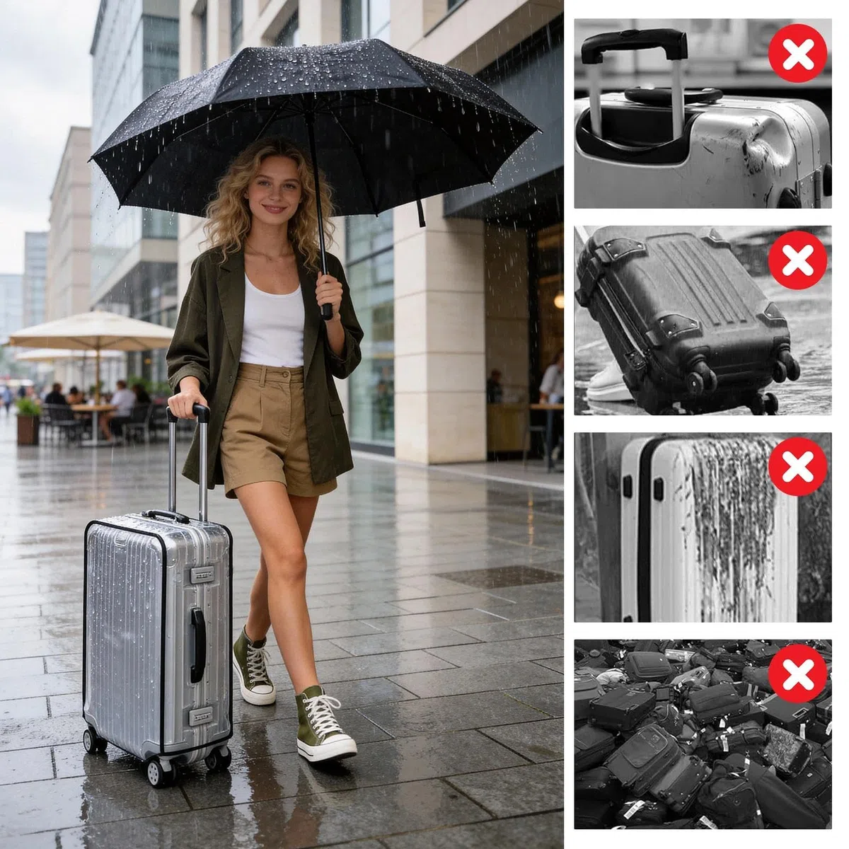 3 Piezas Fundas Maleta PVC Transparentes 20, 24 y 28 Pulgadas Cubierta de Maleta Protector de Equipaje Impermeables Antipolvo Protector Equipaje Reutilizable para Viaje