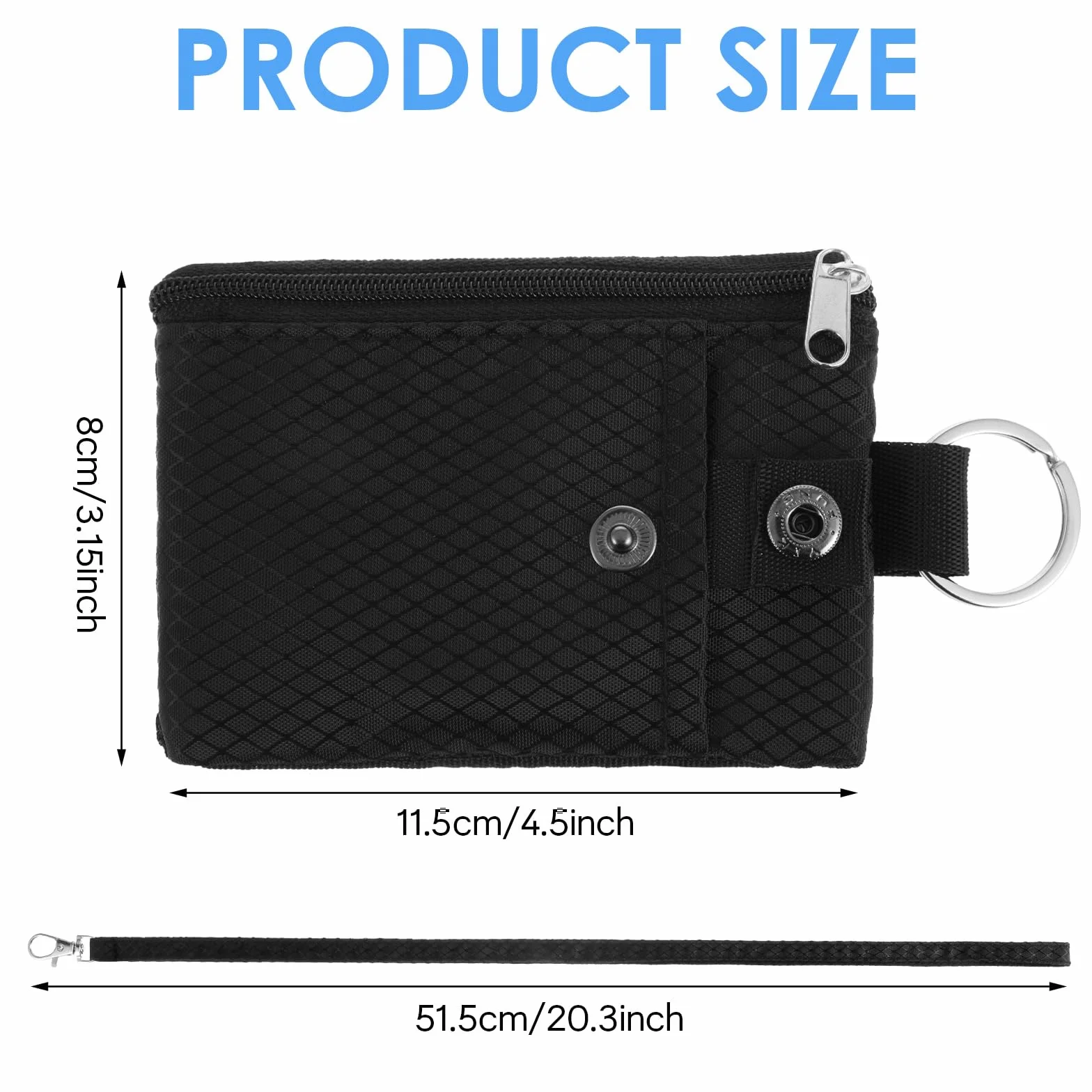 Cartera pequeña anti-RFID resistente al agua con cremallera y titular de la insignia con cordón llavero y ventana para tarjetas de identificación para mujeres, hombres, niños y niñas, para tarjetas