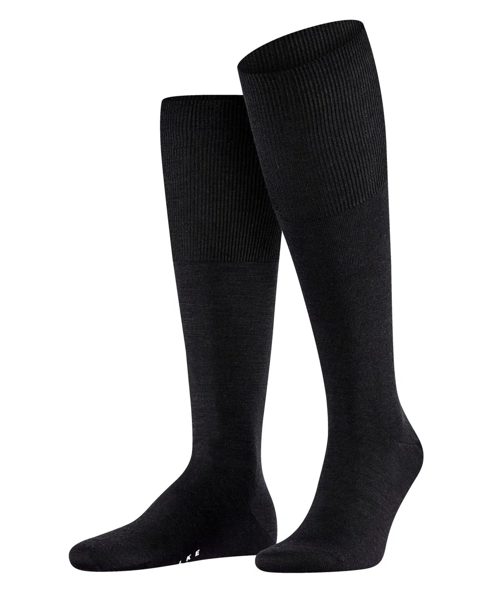 FALKE hombre Airport calcetines largos transpirable regulación del clima antiolores lana algodón largo plano delgado elegante costura plana en la zona de la punta 1 par