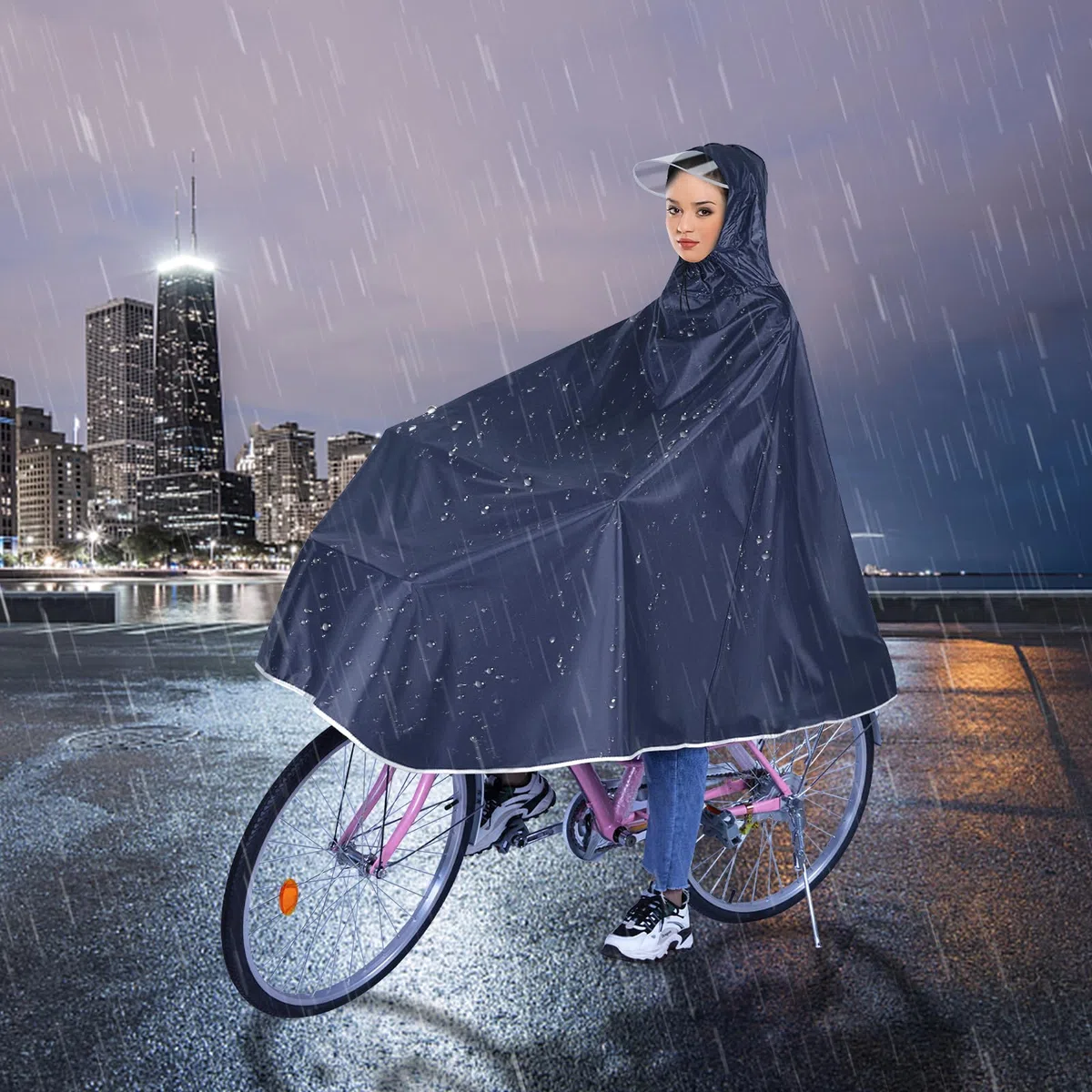 Nizirioo Poncho de lluvia impermeable Ciclismo Poncho de lluvia con capucha, compacto capa de lluvia para hombre y mujer, portátil ligero para bicicletas y bicicletas de montaña