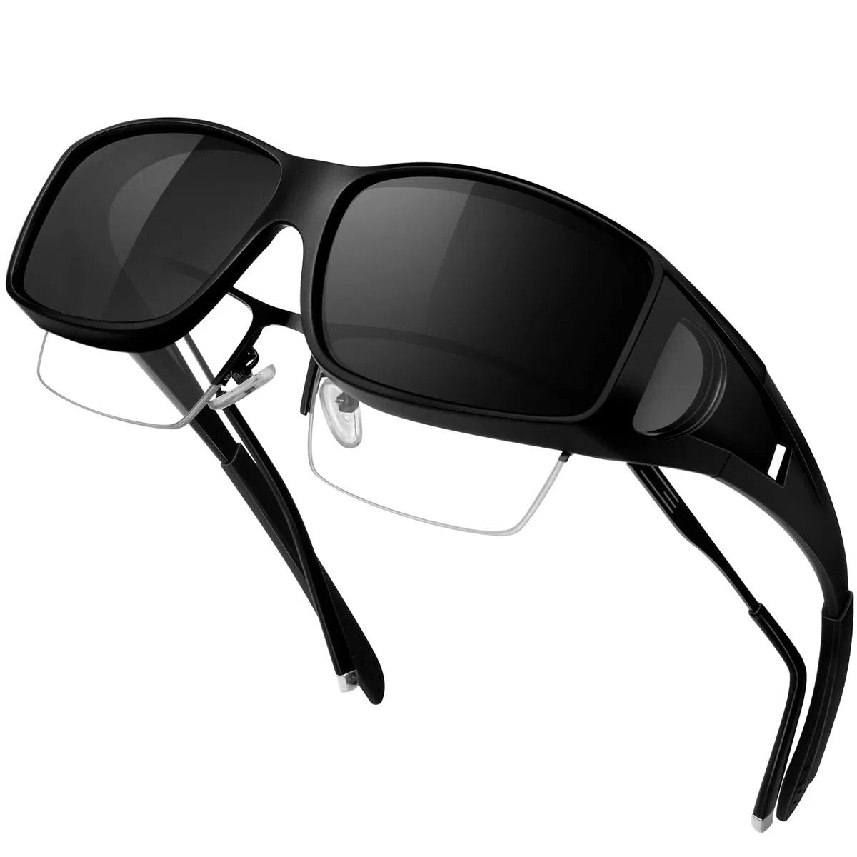 KANASTAL Alta protección UV Gafas de Sol Superpuestas Polarizadas TR90 Ultraligero Rectangulares Protección UV400, Conducción, Deportes al Aire Libre y Viajes