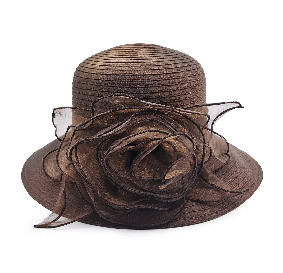 Carnavalife Sombrero de Boda con Flores para Mujer, Gorro Nupcial para Vestido de Novia, Tocado de Iglesia Derby para Fiesta de Té, Talla única