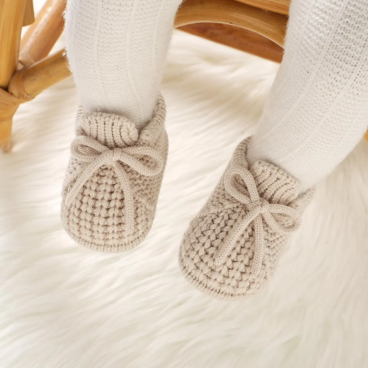 Botines de bebé recién nacido para recién nacido, acogedores, de punto, suaves, para niños y niñas