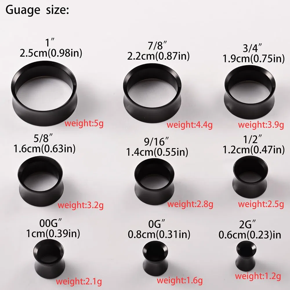 DOEARKO Dilataciones Orejas 2 Pares Expansores de Túnel Acero Inoxidable Doble Acampanados Expansore Estiramiento Piercing Joyería para Hombres y Mujeres 8mm a 16mm