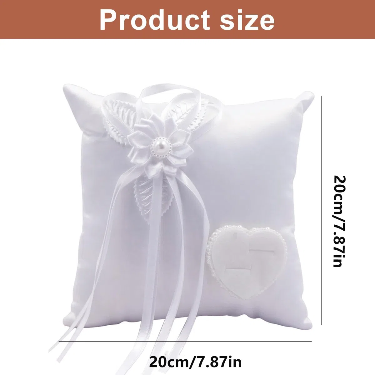 Almohada para Anillos de Boda, Cojín para Anillo de Bodas, Anillo de Boda Portador Almohada, Almohada Anillos Encaje, con Perlas Artificiales Se, Se Puede Utilizar para Bodas, Regalos de San Valentín