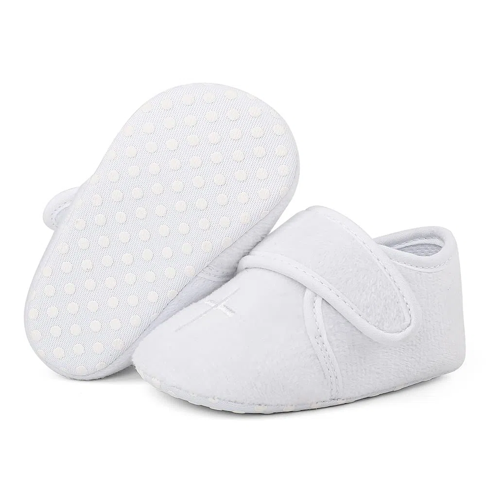 LACOFIA Zapatos de Bautizo Calzado para Bebé Niños Niñas Patucos Bebé con Suela Suave Antideslizante Blanco