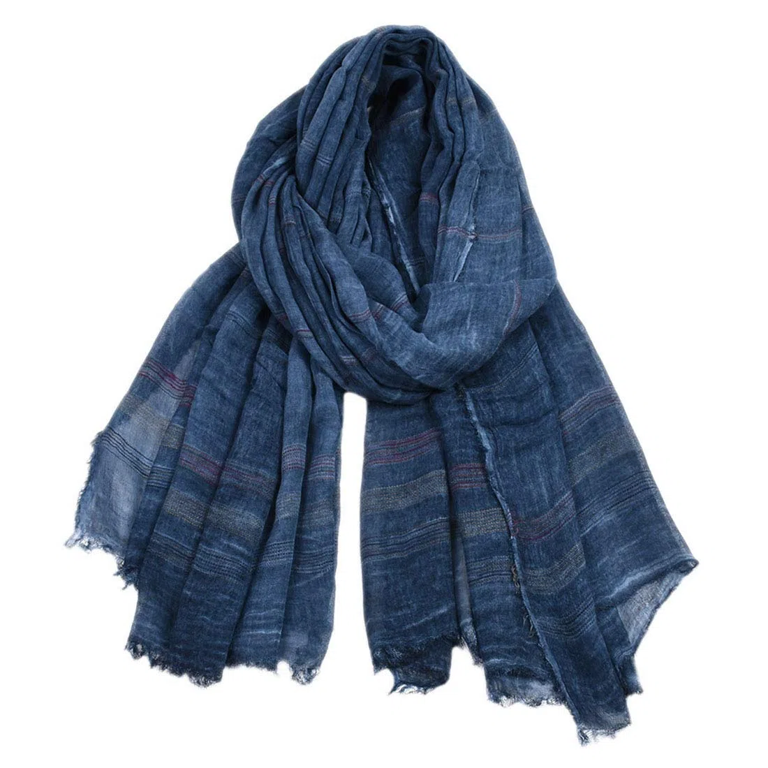 Bufanda Hombres Otoño e Invierno Cálida Bufanda Clásico Largo Algodón y Lino Suaves Braga Cuello Moda Pañuelo de Cuello de Rayas