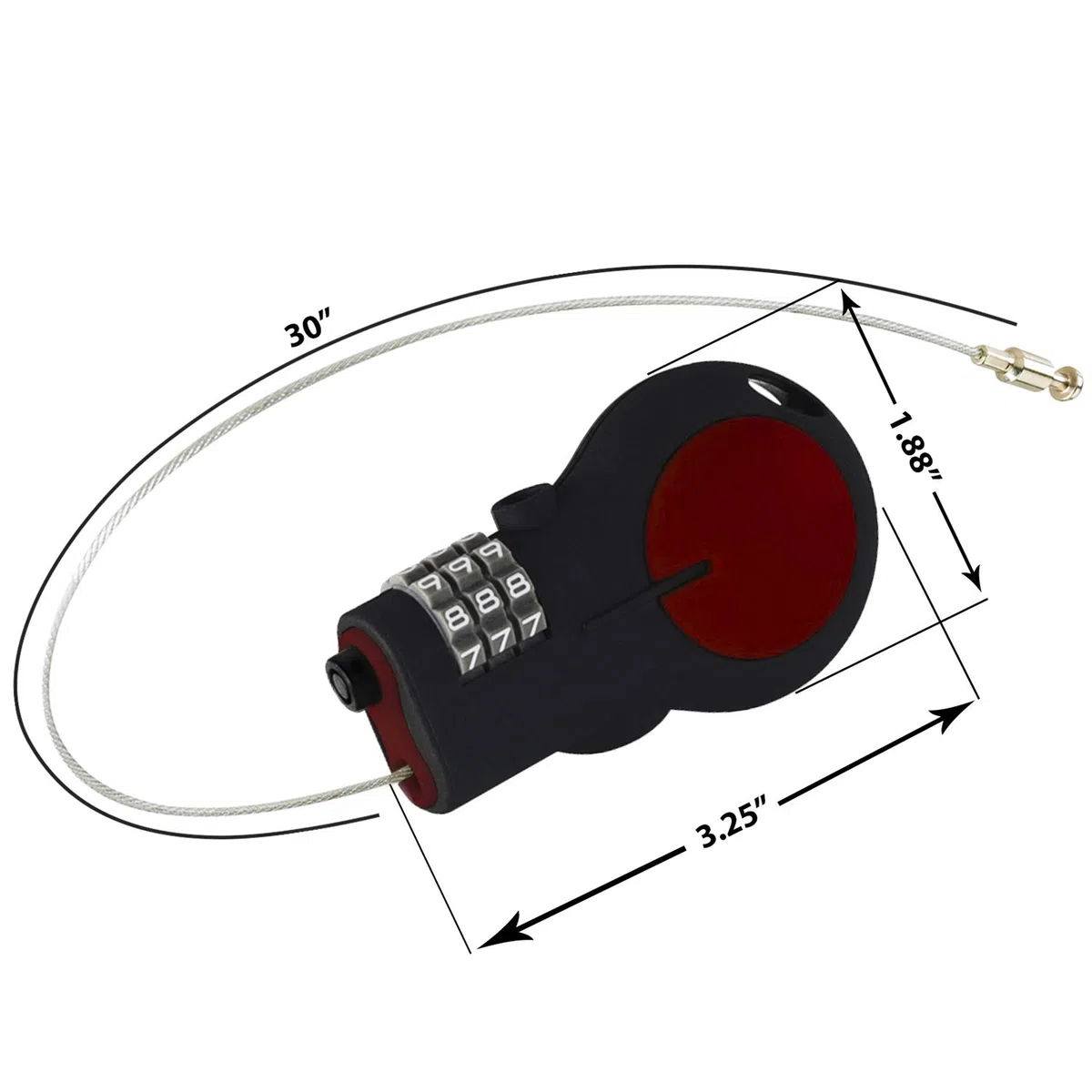 Lewis N. Clark LOC88RED Candado y candado de bicicleta aprobado por la TSA para equipaje + viajes, configura tu combo con cable de acero retráctil de 30 pulgadas, rojo