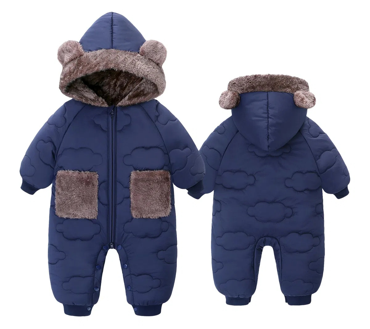 FEOYA Traje de nieve para bebé de forro polar con capucha, traje de esquí para niños, traje de invierno para niña, traje de esquí grueso, traje impermeable cálido de plumón, acolchado para exteriores