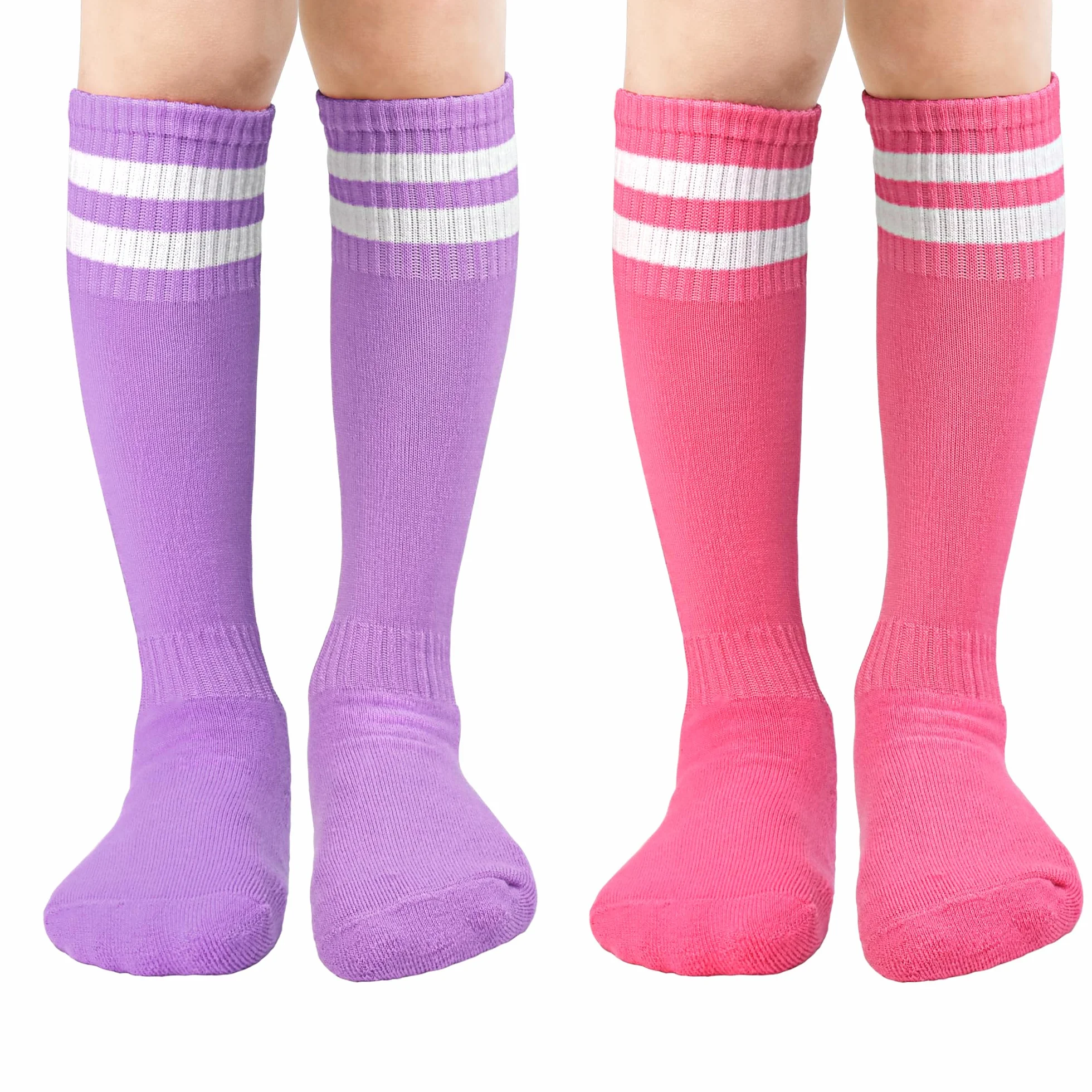 HYCLES 1/2 par de calcetines de fútbol para niños, calcetines deportivos largos para la escuela, calcetines de fútbol largos y transpirables para niñas y niños de 3 a 13 años