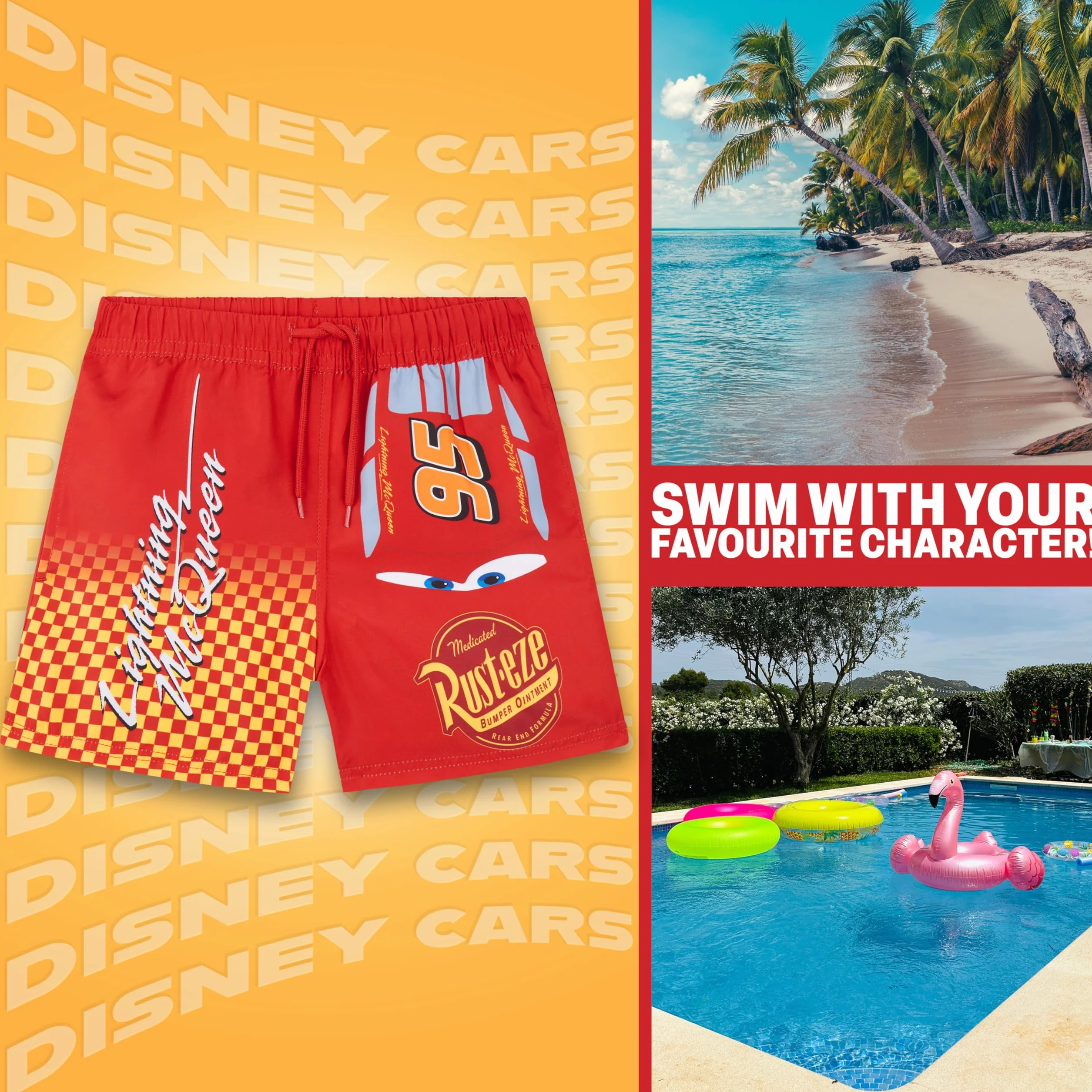 Get Trend Hot Wheels | Toy Story | Cars Disney Bañador Niño, UPF 50+, Pantalon Corto, Forro de Malla, Cintura Ajustable y Bolsillos