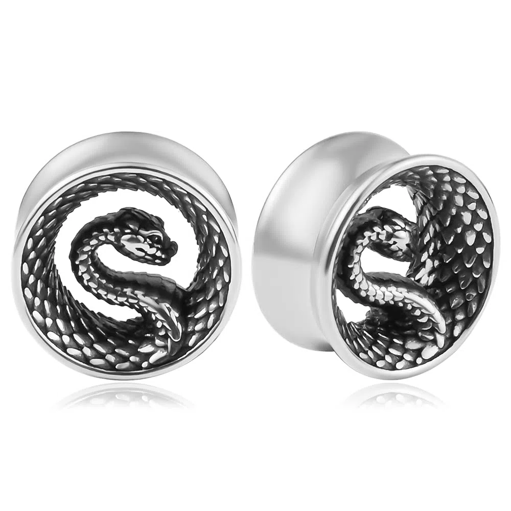 DOEARKO Dilataciones Orejas Tunnel Serpiente Expansores de Oreja de Acero Inoxidable Ear Tunnel Piercing Joyería 8mm-25mm