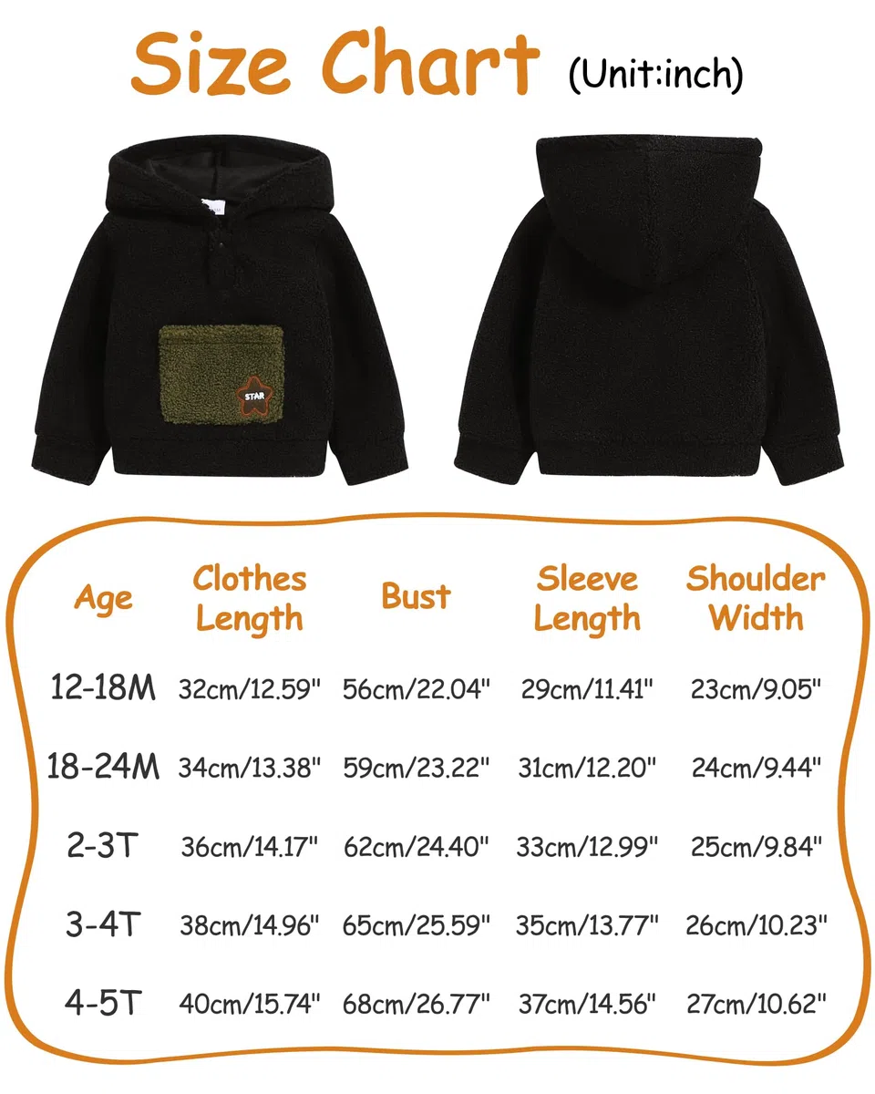 Sudadera con Capucha para Bebé Niño, Chaqueta con Capucha de Otoño Invierno Sudadera con Bolsillos para Niños 1-5 Años