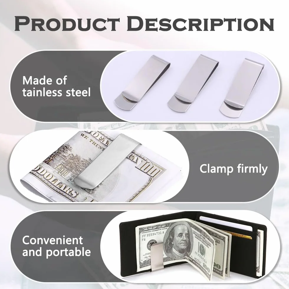 40 Piezas Clip de Dinero de Metal Pinza para Billetes de Acero Inoxidable Pinza de Plata para Billetes Hombre Multifuncional Clip Dinero para Efectivo, Factura, Tarjeta de Visita