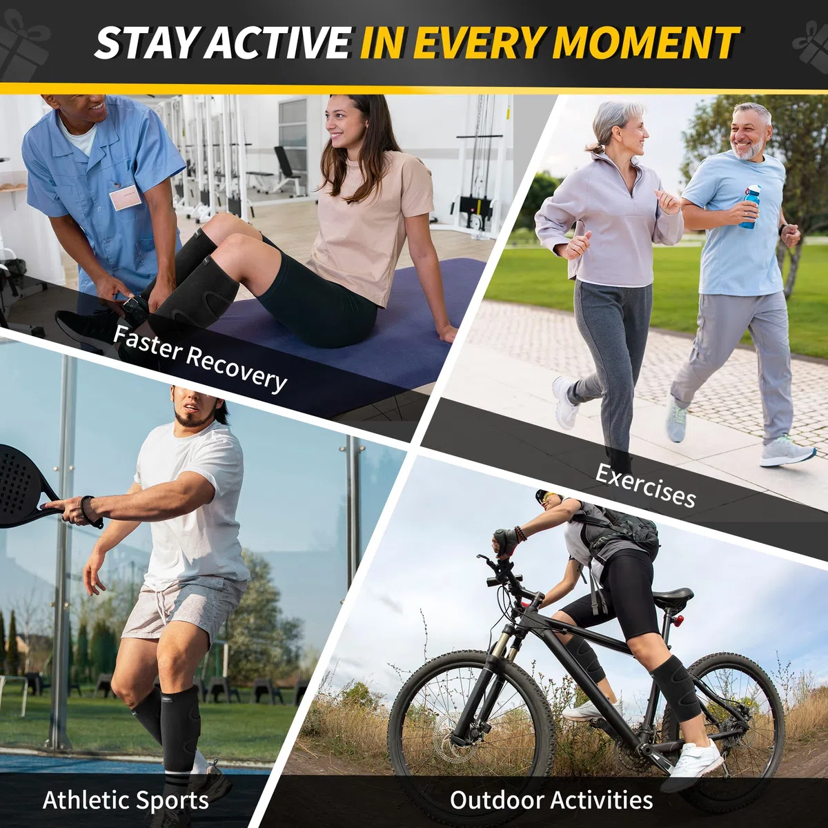 CAMBIVO Medias Compresion para Pantorrilla x2, Calcetines de Compresión Mujer Hombre, Ajustable Mangas de Compresión para Dolor Muscular, Varices, Deporte, Running, Ciclismo, Trabajo, Vuelo