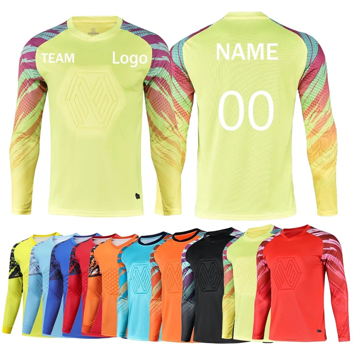 Camiseta Portero niño, Hombre y Mujer de Traje Equipaciones de Futbol Personalizada para Niños Adultos con Nombre Personalizado Número Logotipo del Equipo(Yellow)