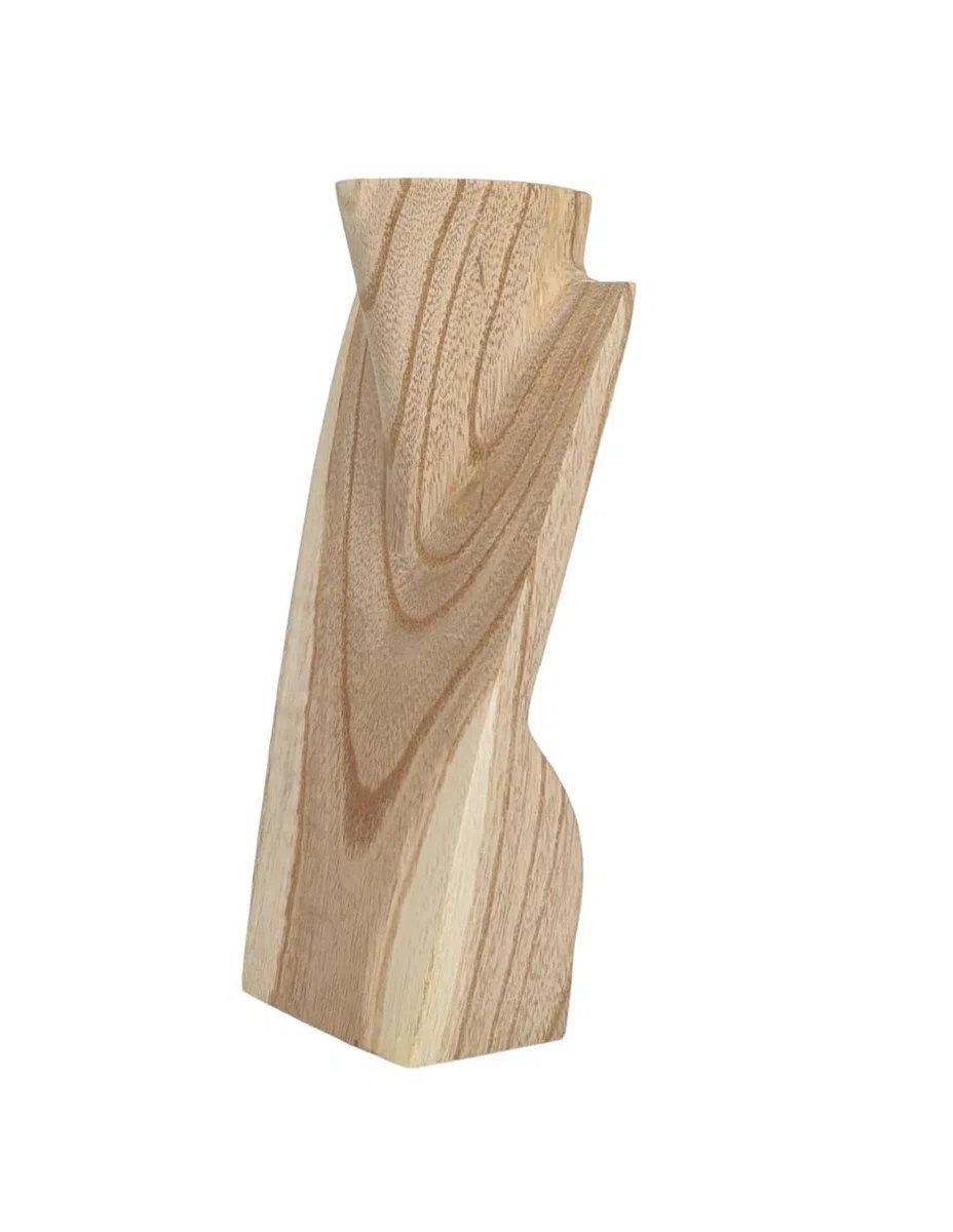 Busto expositor de collares de madera en bruto, 25 cm de altura