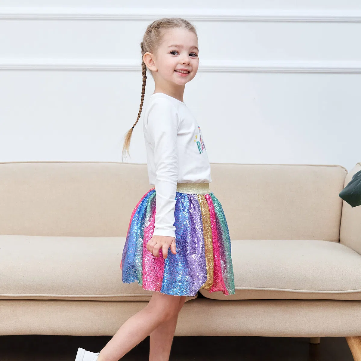 Sunny Fashion Chicas Falda Azul Corazón Lentejuelas Espumoso Tutu Bailando 2-12 años