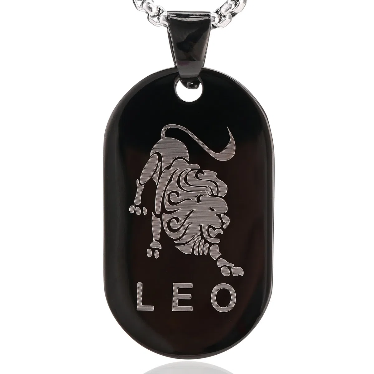 DonDon Collar 52 cm con Colgante de Signo del Zodiaco de la Estrella de Acero Inoxidable de Color Negro-Plata en Bolsa de Terciopelo