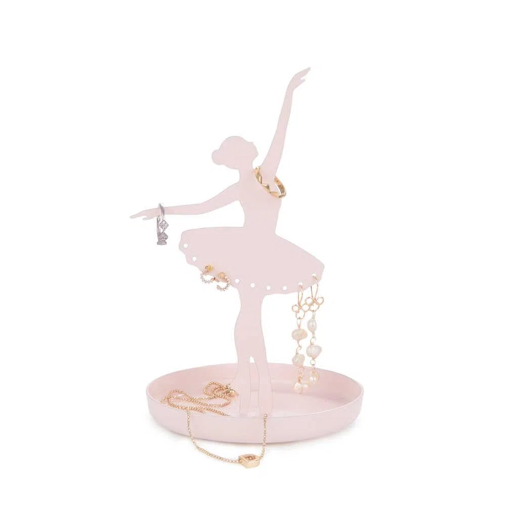 Balvi Porta anillos Ballerina Color rosa Soporte de joyas de silueta de bailarina Metal