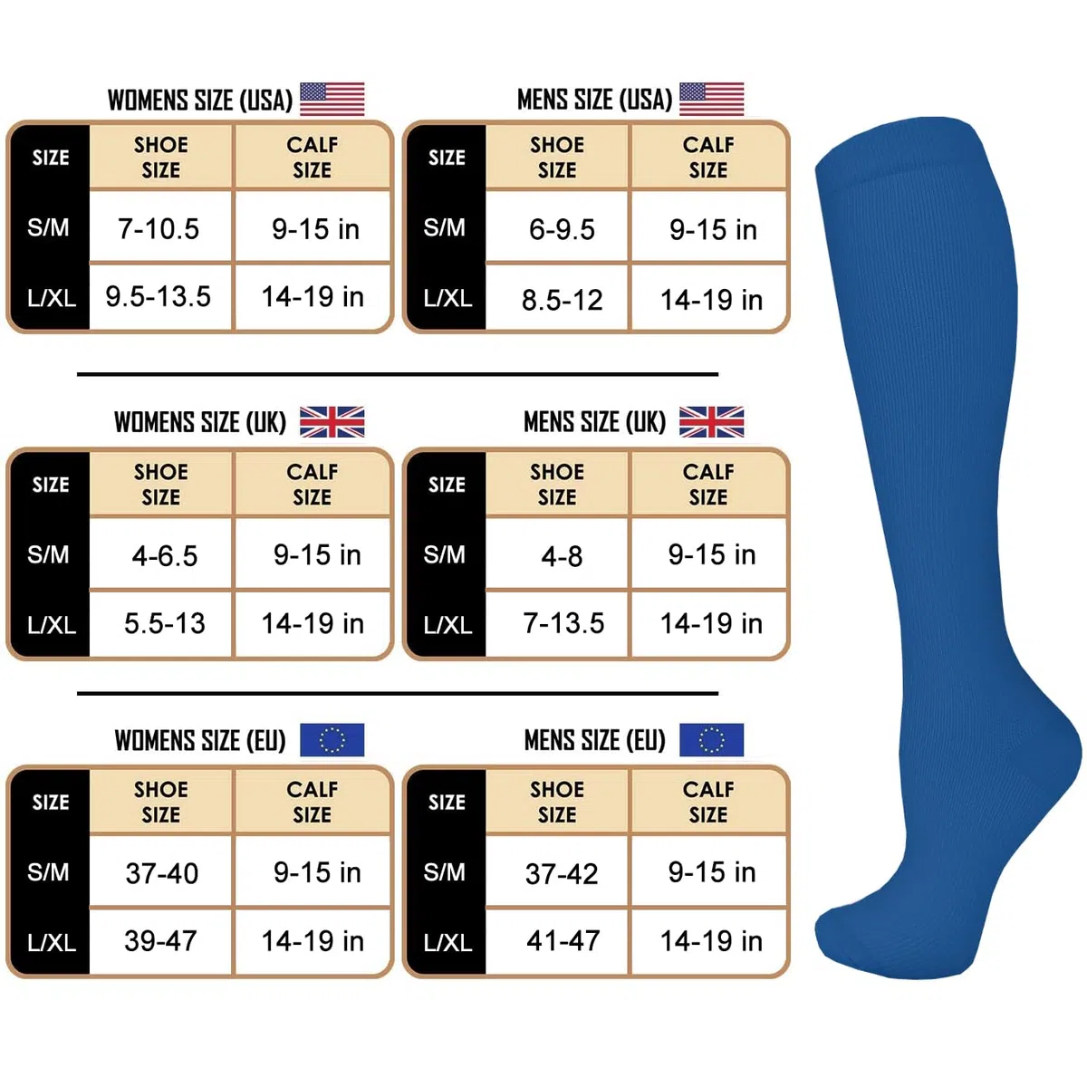 ACTINPUT 3/7 Pares Calcetines de compresión para Mujeres y Hombres 20-25 mmHg es el Mejor atlético, Correr,Escalar Montaña,Vuelo, Viajes, Enfermeras, Edema