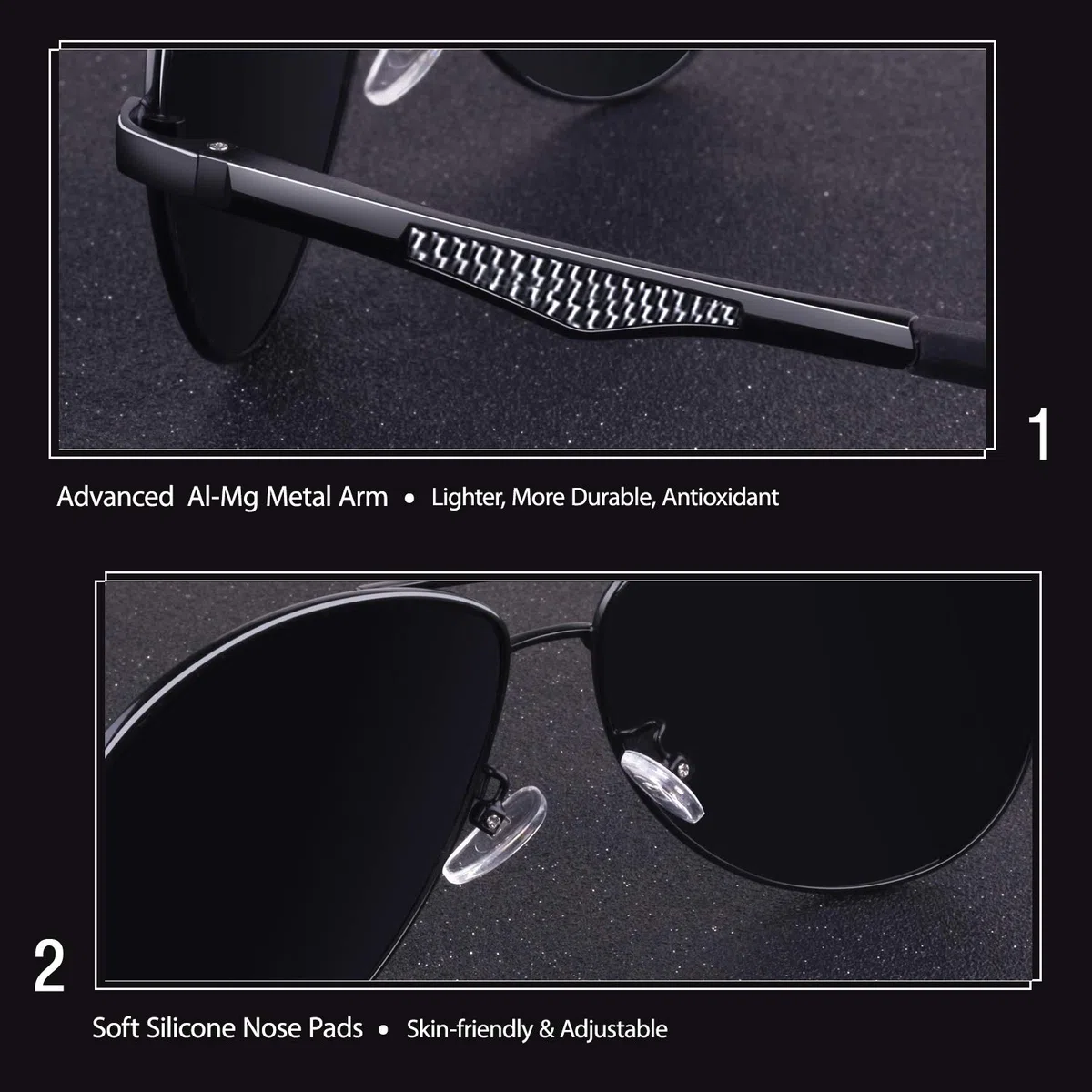 GQUEEN Gafas de Sol Hombre Mujer Polarizadas Piloto Protección UV Retro Al-Mg Metal UV400