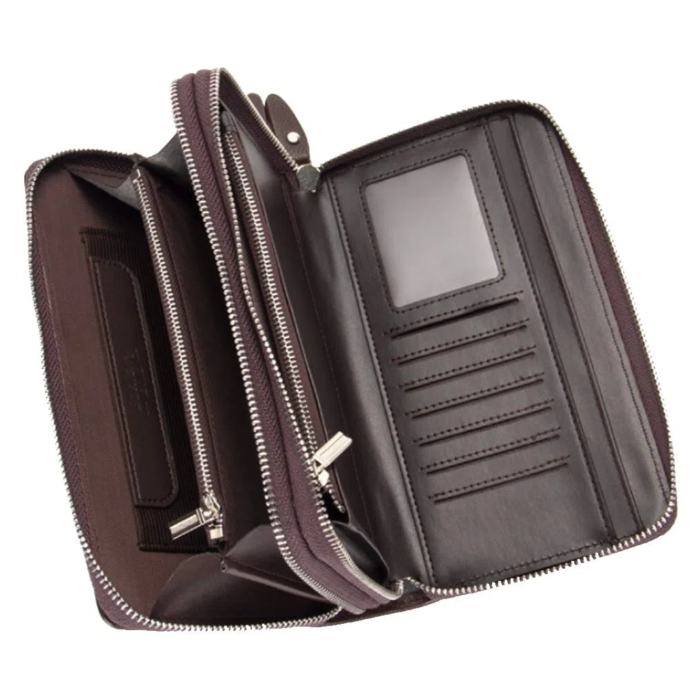 Bolso De Cuero Correa Para La Muñeca Para Hombre Titular De Teléfono Bolso Para La Bolsa Negocio Compartimientos Múltiples Bolso Phone marrón