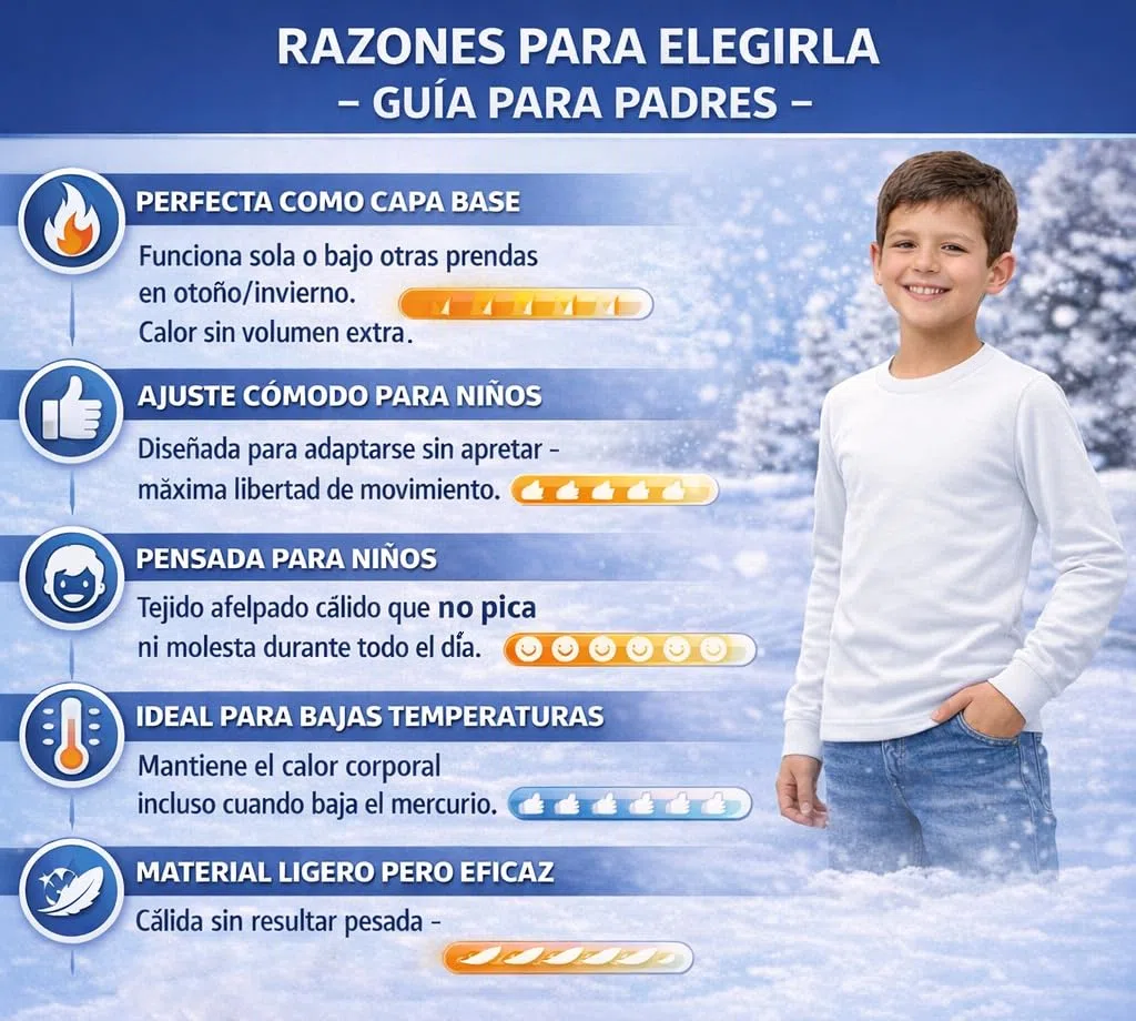 FERRYS - 9153 - Camiseta Manga Larga Afelpada Térmica Niños - Fabricado en España