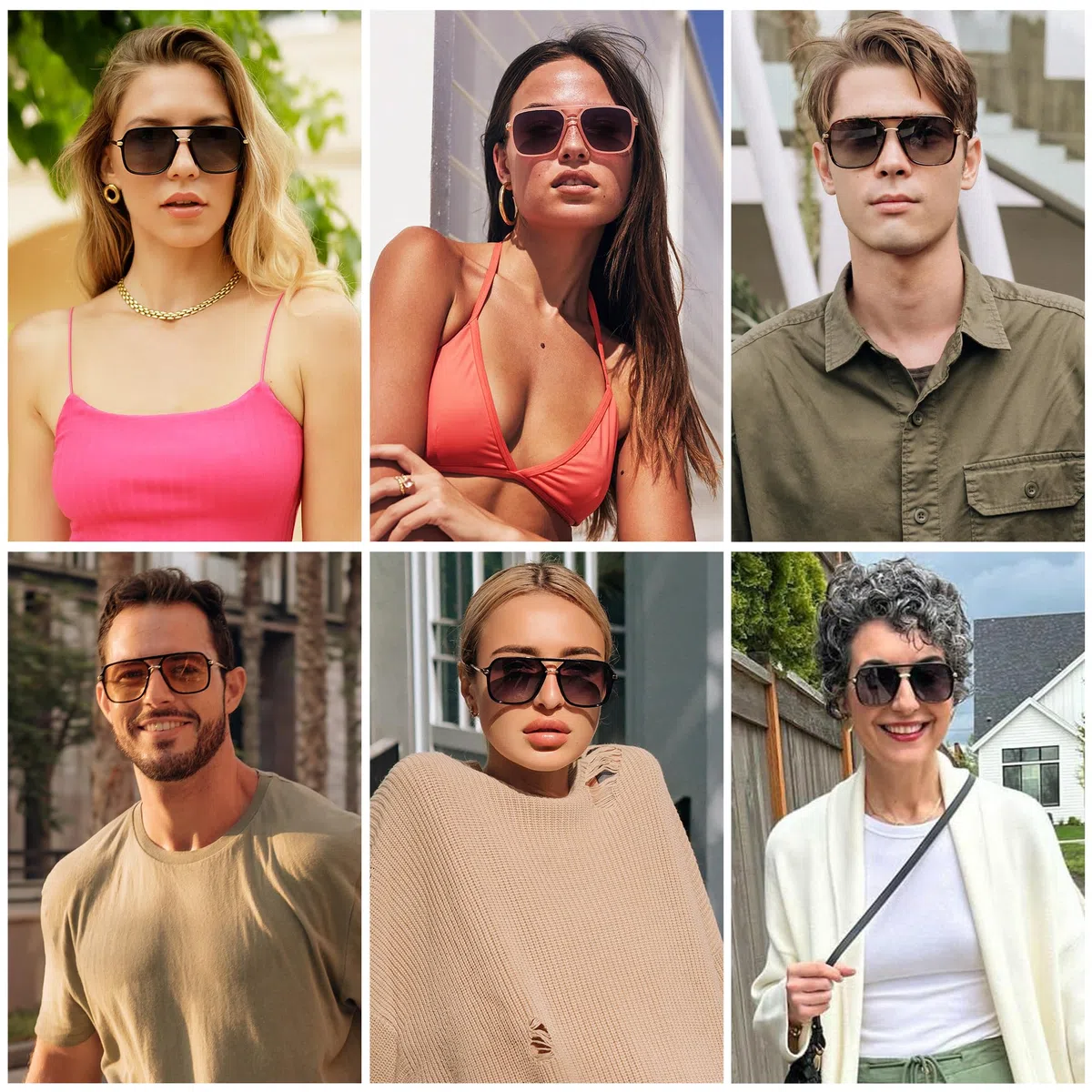 SOJOS Gafas de Sol Retro para Mujeres Hombres, Lentes de Policarbonato, Gafas de Sol Rectangulares de Moda Sombra años 90 SJ2229