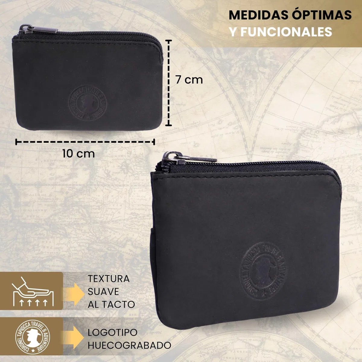 Coronel Tapioca - Carteras para Hombre de Piel - Cartera con Monedero - Monedero Casual - Tarjetero Hombre Gran Capacidad Cierre de Cremallera