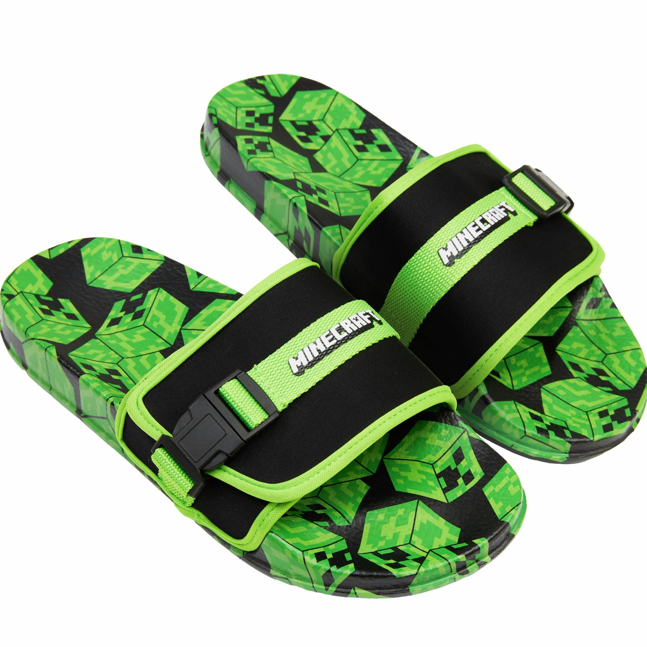 Get Trend Minecraft Chanclas Niño con Cierre de Velcro, Creeper Sandalias Niños Verano para Uso Diario y Casa, Gamer Regalos