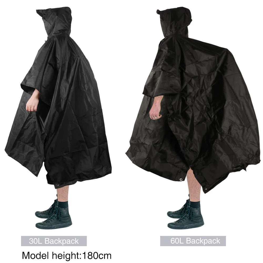 AGPTEK Poncho de Lluvia, Chubasquero Impermeable para Manta de Picnic, Toldo para Senderismo, Acampada y Pesca, Unisex