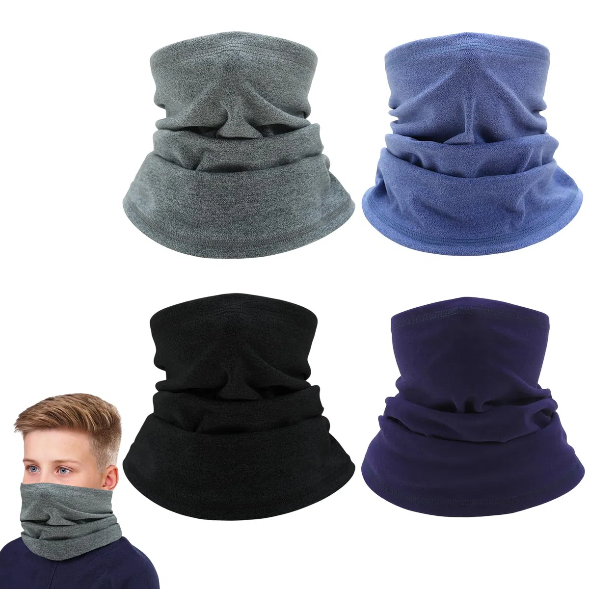 EUPSIIU 4 Piezas Niños Niñas Bufanda Pañuelo Cuello Braga de Cuello, Cubrecuello Deporte Calentador de Cuello Mascarilla Cubrecara Invierno para Running Montar a Caballo