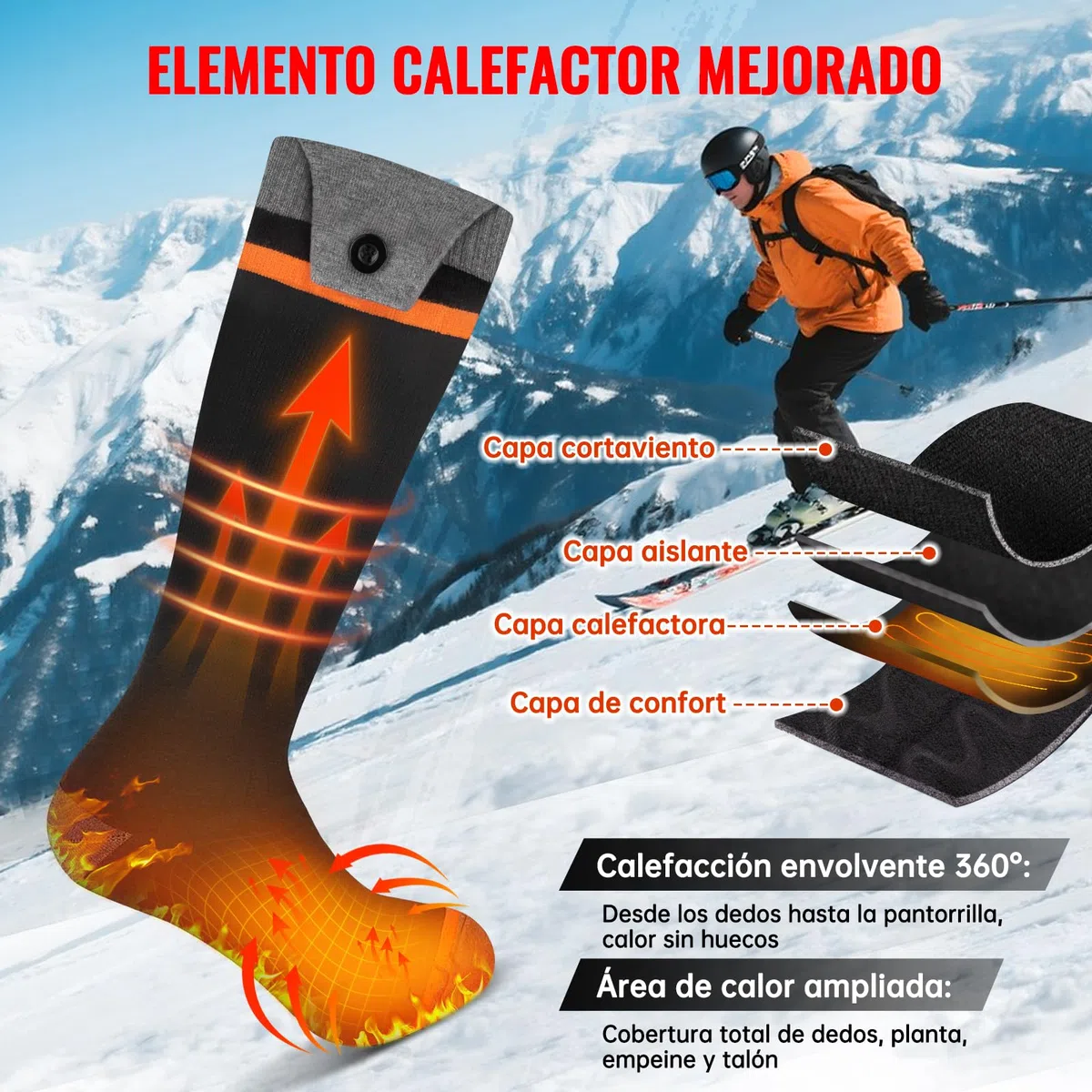 YOOHBERRYS Calcetines Calefactables, Calcetines Termicos con 8500mAh Recargable Batería, App Control Temperatura Máxima 70 Grados, Calcetín Calefactor Electricos para Sci, Campeggio, Ciclismo