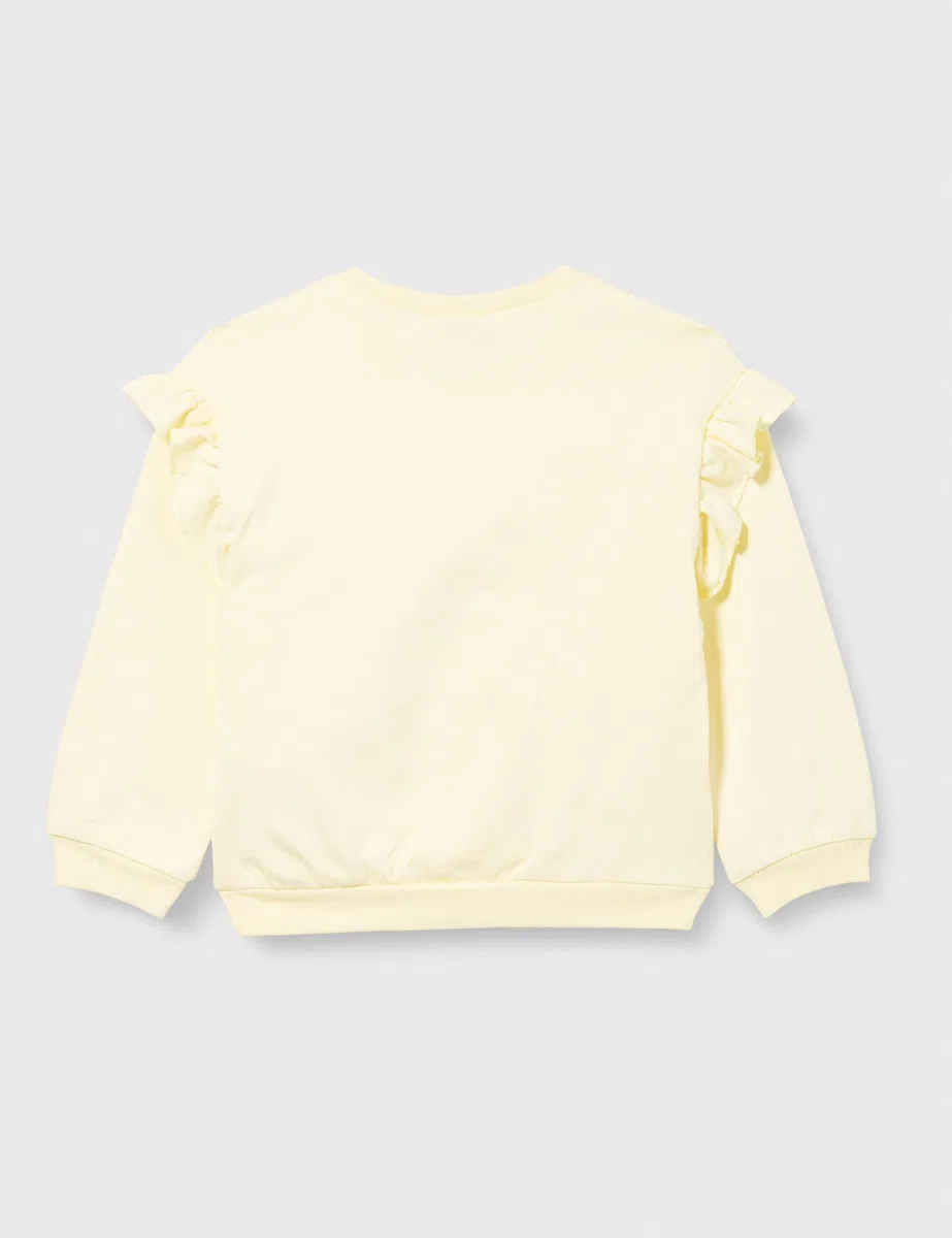 Koton Ruffled Sweatshirt Printed Long Sleeve Crew Neck Brushed Interior, Sudadera bébé Filles, Yellow (151),