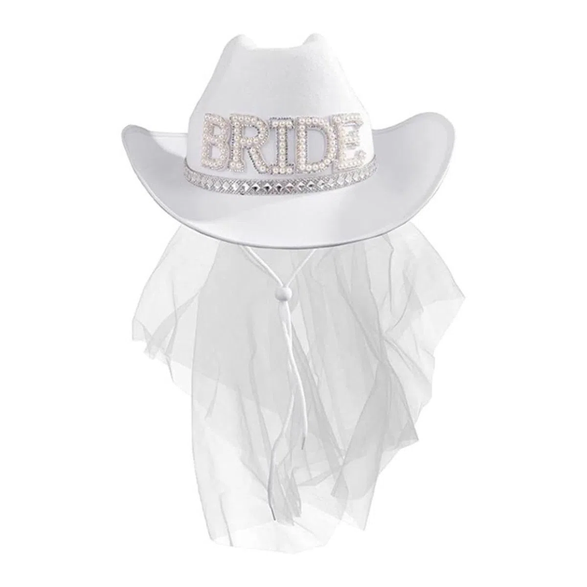Sombrero blanco de vaquera para novia, ajustable, con velo, sombrero de despedida de soltera, decoración de cosplay Zorq