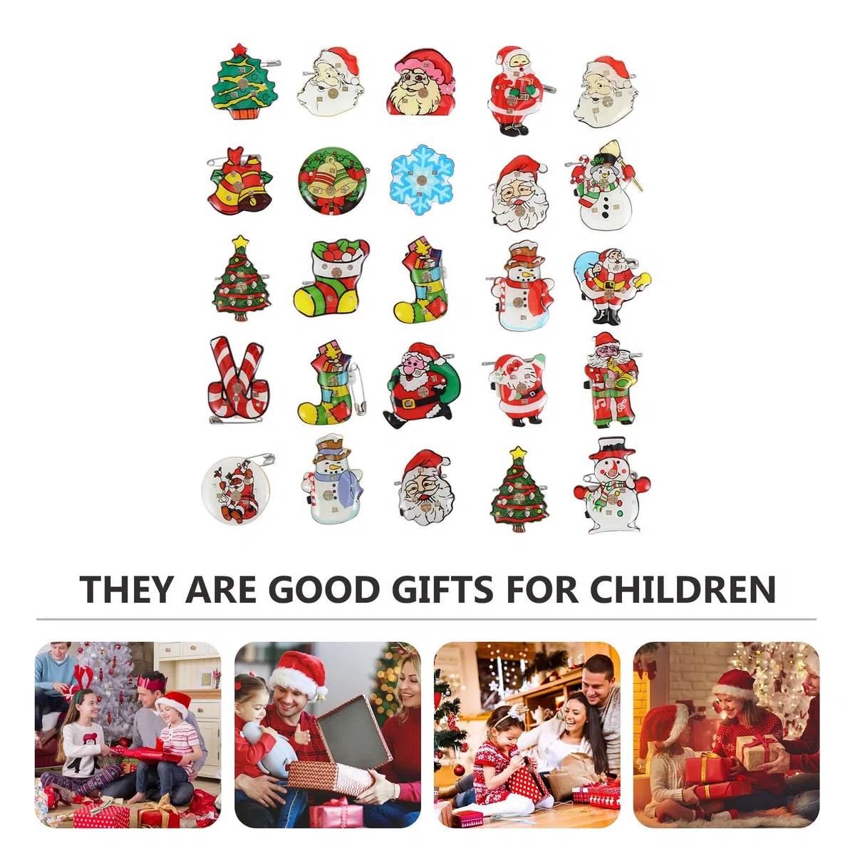 Toddmomy 25 Broches de Navidad Led Luminosos Pin de Broche Regalo para Niños (Estilo Aleatorio)