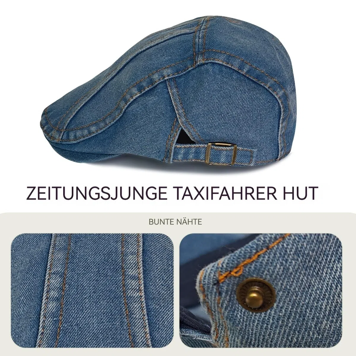 Gorro deslizador para hombre, vaquero de algodón, boina, boina, unisex, gorra plana, gorra Ivy Newsboy Cabbie Gorras de conducción
