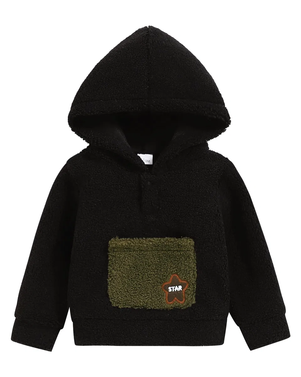 Sudadera con Capucha para Bebé Niño, Chaqueta con Capucha de Otoño Invierno Sudadera con Bolsillos para Niños 1-5 Años