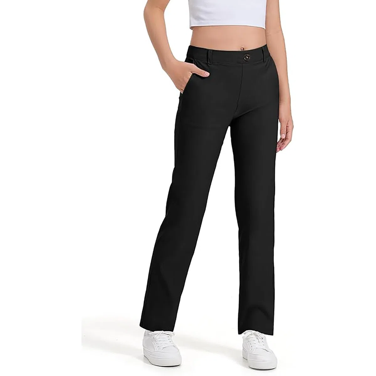 Generisch Pantalones de traje para niña de alta elasticidad con bolsillos, talla 5, 14 años