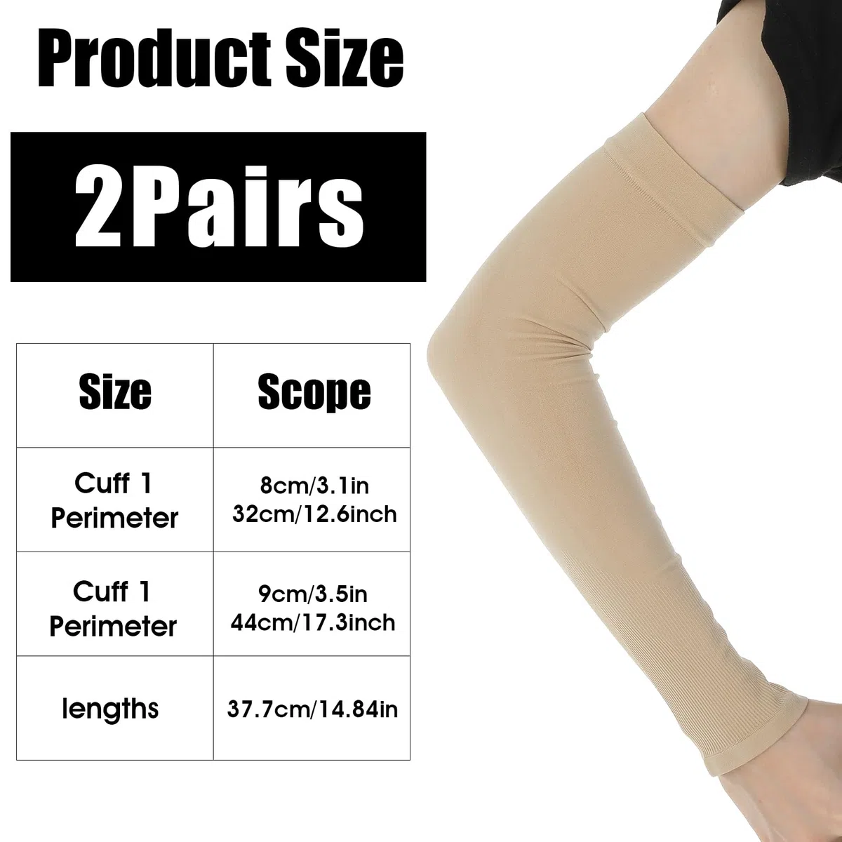 2 pares de mangas protectoras para el brazo para piel fina, ancianos, desgarros y moretones, mangas de protección para hombres y mujeres