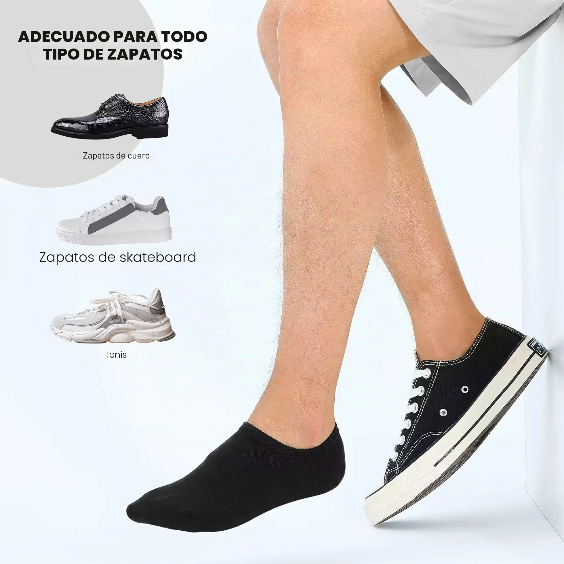 YOJOOM Calcetines Cortos Hombre Invisibles Respirable Calcetines tobilleros Algodón Silicona Antideslizantes