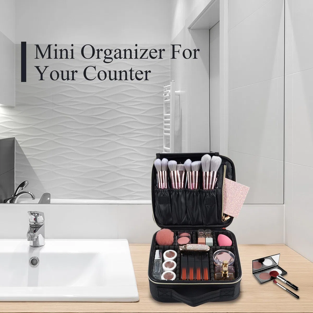 Maletín de Maquillaje Portátil con Separadores para Viaje
