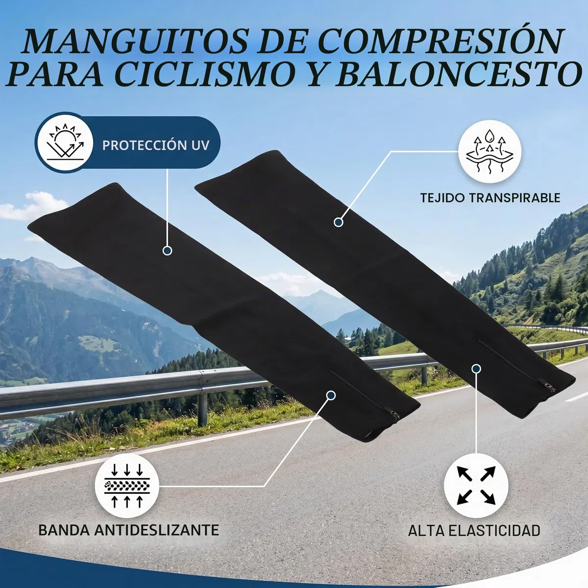 Keenso Mangas Protectoras para piernas con protección Solar, Ciclismo al Aire Libre Mangas largas Antideslizantes para piernas de compresión