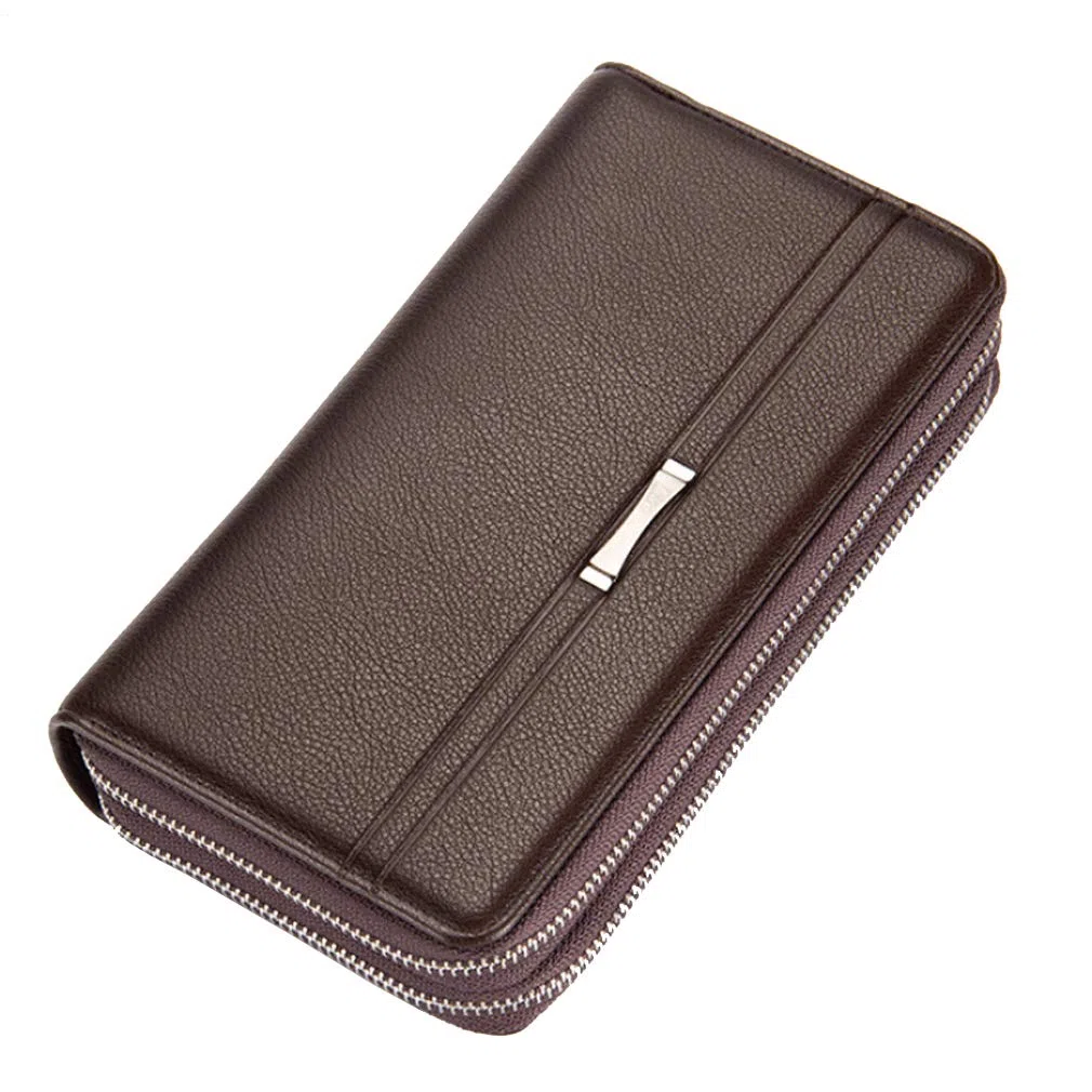 Bolso De Cuero Correa Para La Muñeca Para Hombre Titular De Teléfono Bolso Para La Bolsa Negocio Compartimientos Múltiples Bolso Phone marrón