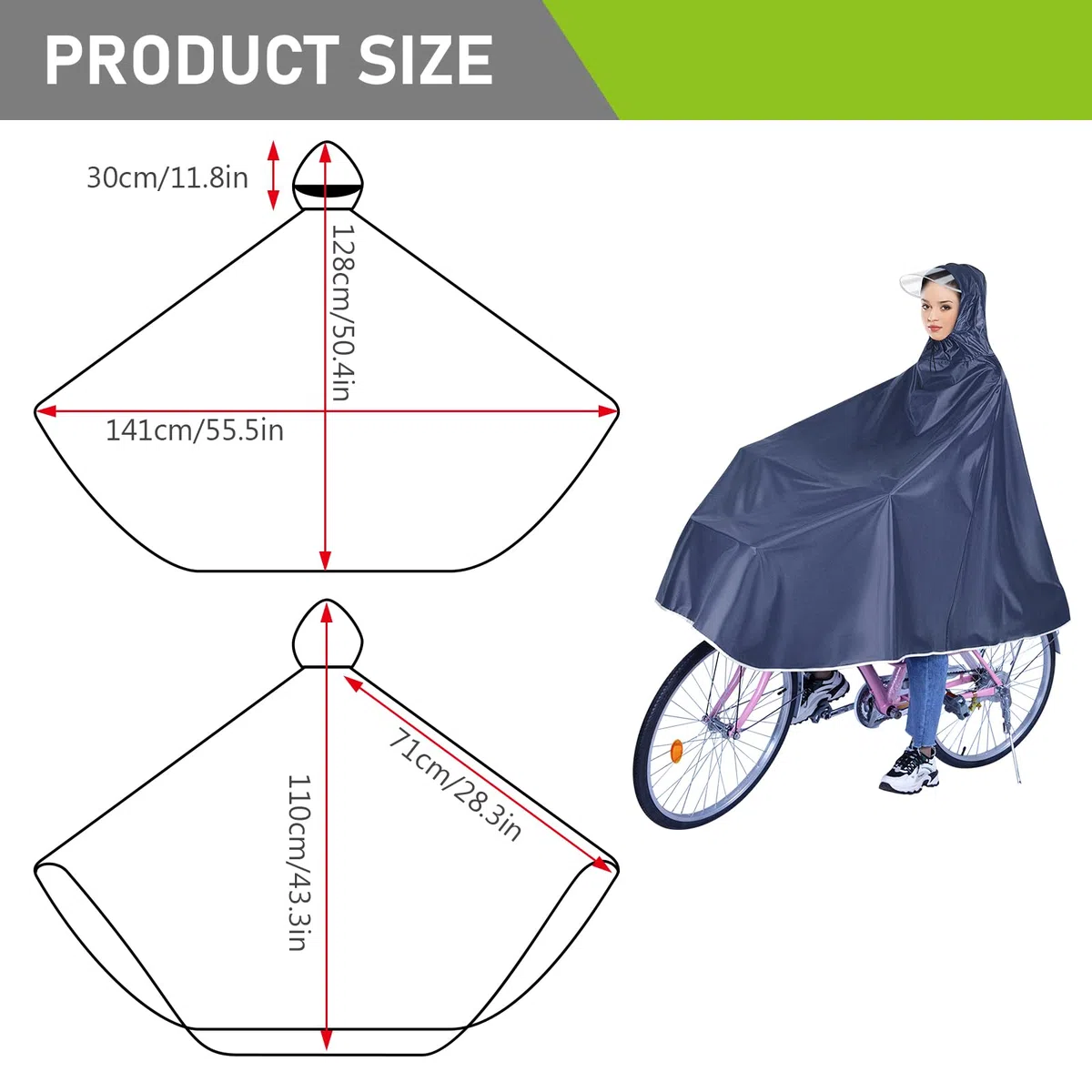 Nizirioo Poncho de lluvia impermeable Ciclismo Poncho de lluvia con capucha, compacto capa de lluvia para hombre y mujer, portátil ligero para bicicletas y bicicletas de montaña