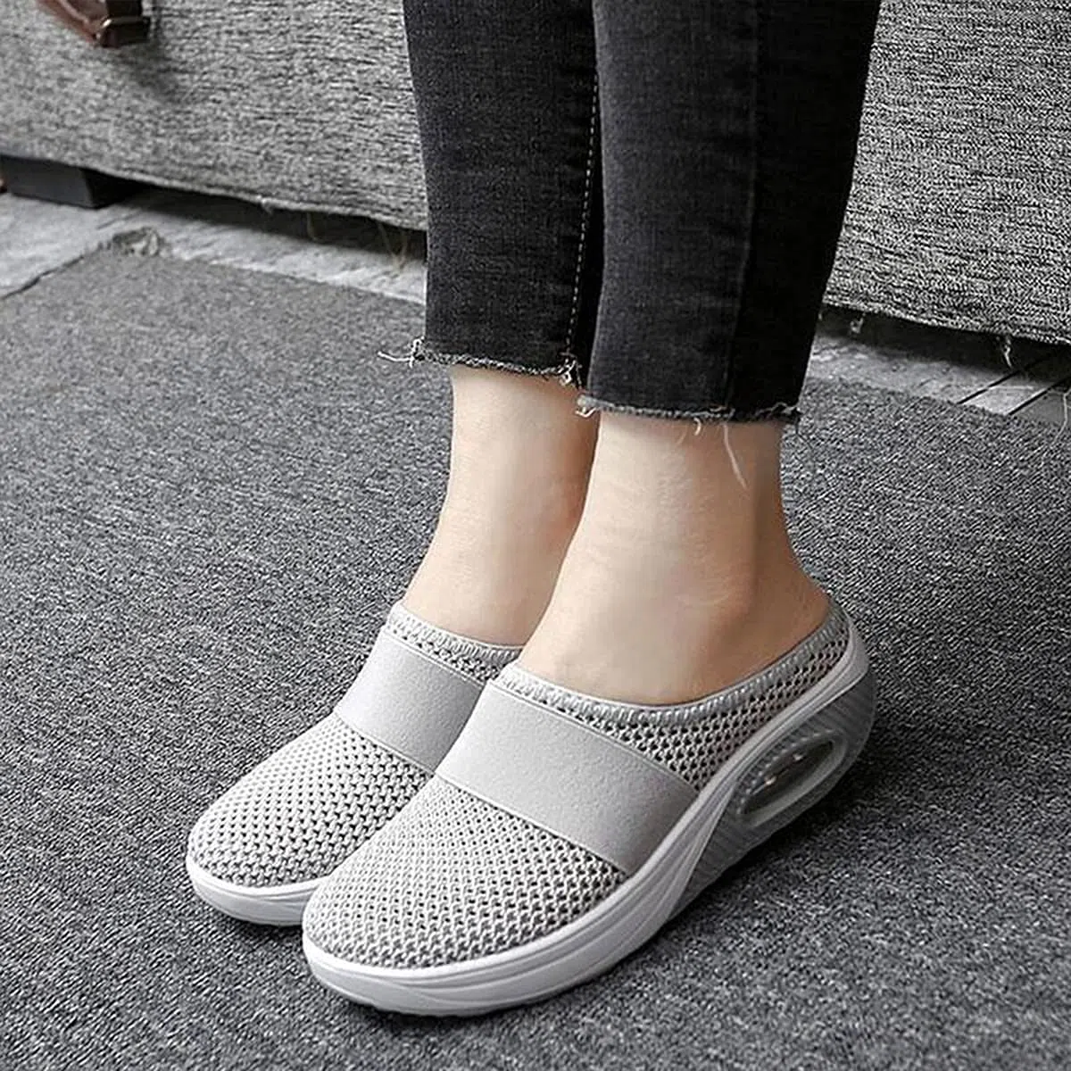 Zapatos de senderismo ortopédicos con cojín de aire para mujer, zapatos ortopédicos para caminar con diabéticos, zapatillas para mujer, transpirables, con soporte de arco de punto (rosa, UK 5.5)
