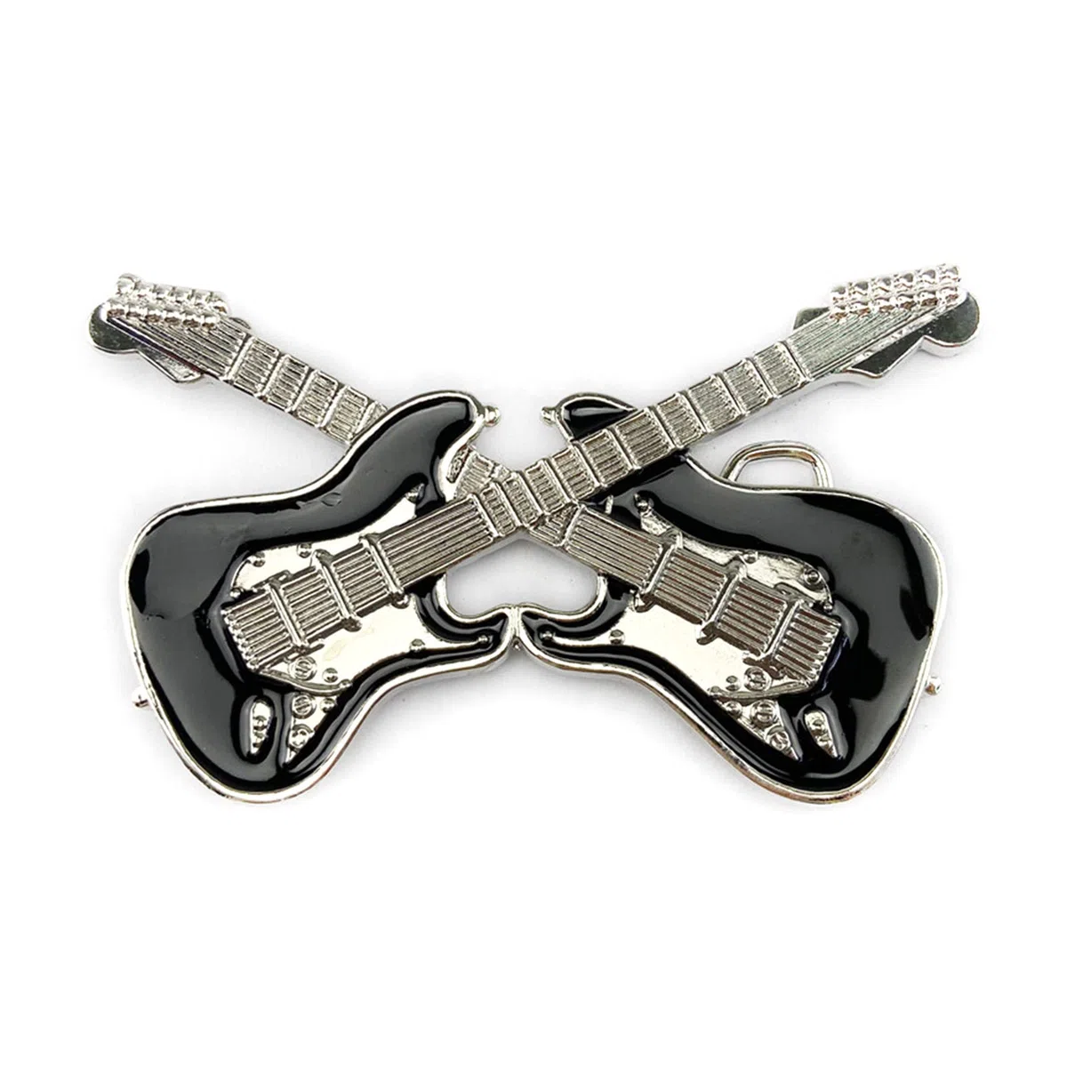 Hebilla de cinturón de guitarra occidental de metal, color negro, caída de aceite, personalidad, música, hebilla de eslabones, hebilla de cinturón unisex