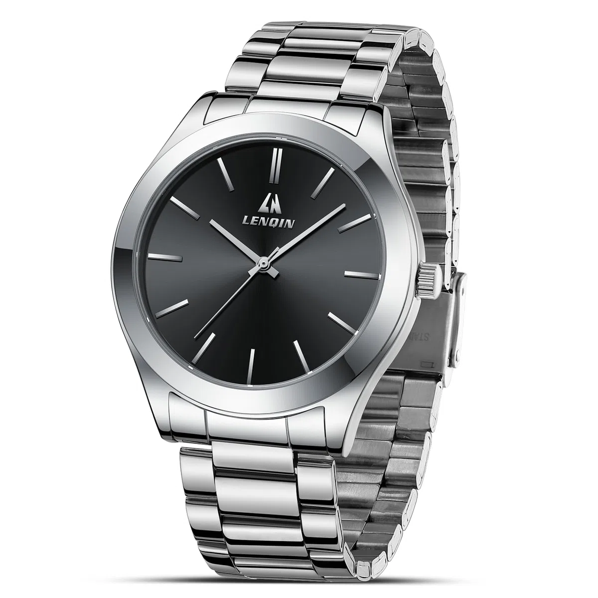 LN LENQIN Reloj Hombre Relojes De Acero Inoxidable para Hombres Relojes De Pulsera Impermeables para Hombres Reloj De Cuarzo Analógico De Diseño De Negocios De Moda